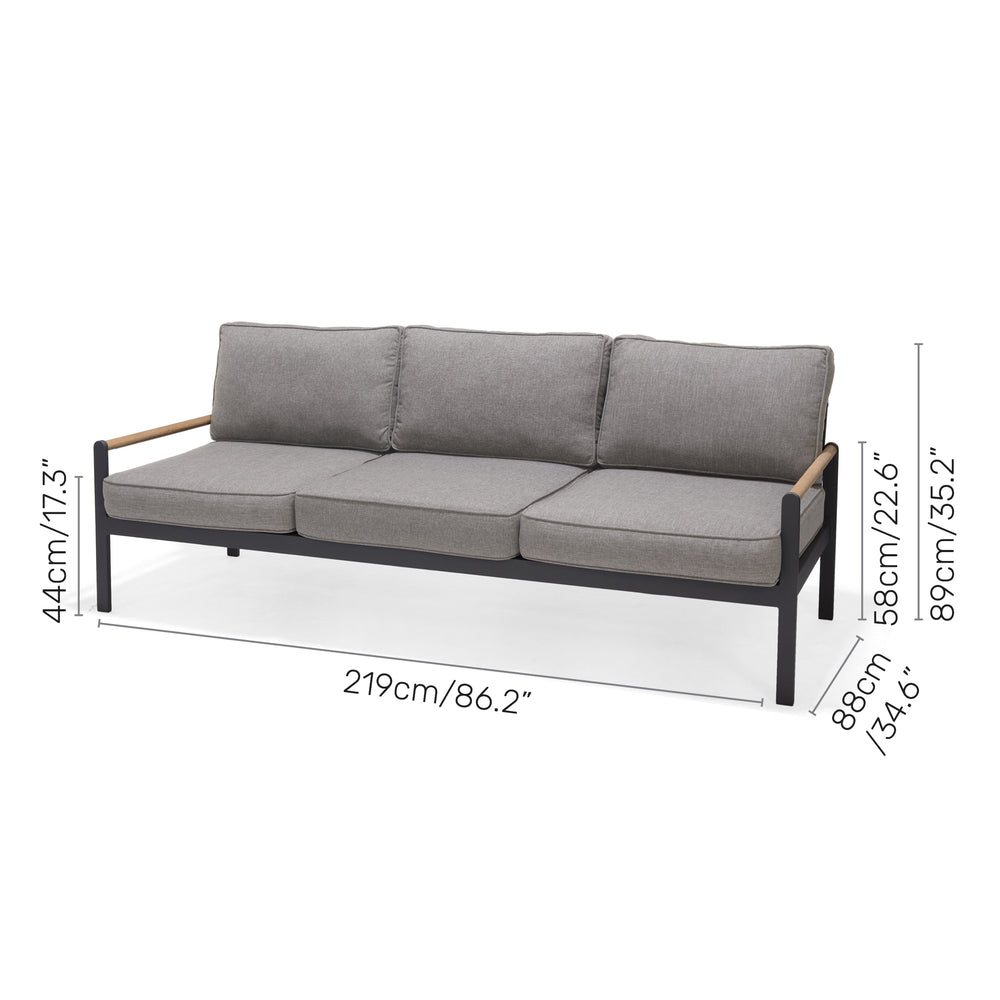 
                      
                        Amber Teak and Aluminum 3-Seater Sofa
                      
                    