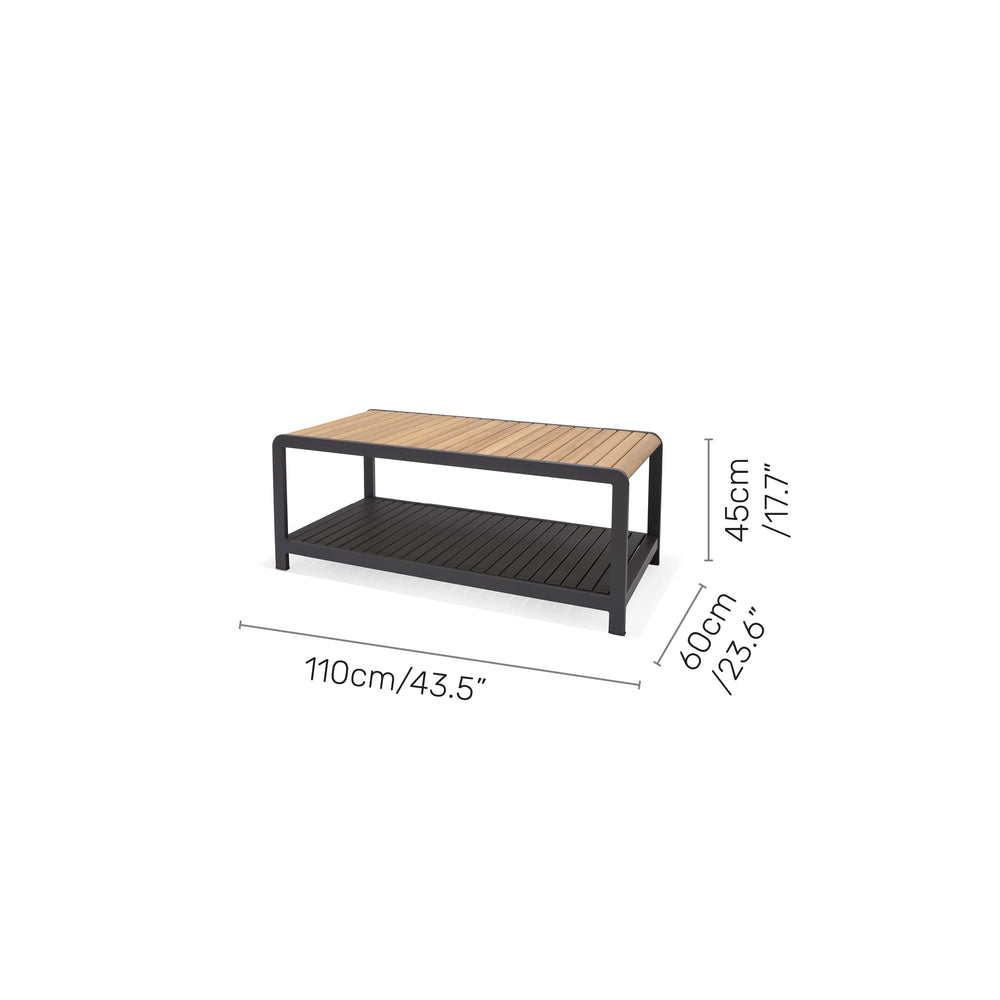 
                      
                        Amber Teak and Aluminum Rectangular Coffee Table
                      
                    