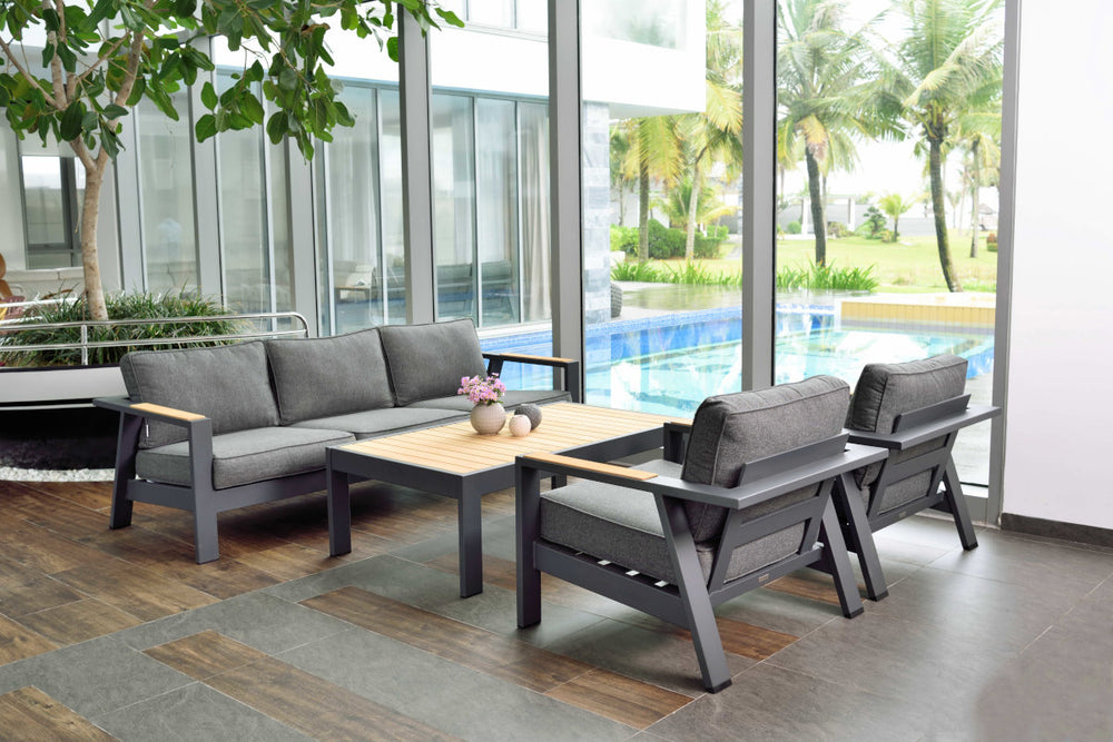 
                      
                        Palau 3 Seater Teak and Aluminum Sofa
                      
                    