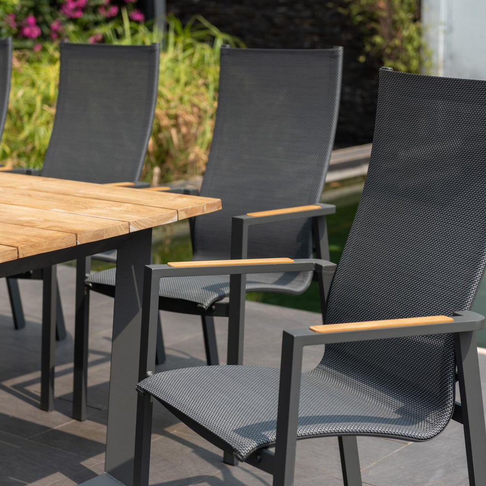 
                      
                        Palau Teak and Aluminum High Back 6-Seater Dining Set
                      
                    