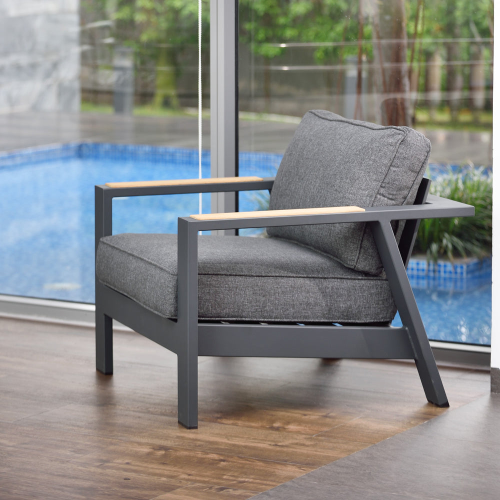 
                      
                        Palau Teak and Aluminum Sofa Chair
                      
                    