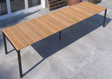 Topaz Dark Teak and Aluminum Rectangular Extendable Table