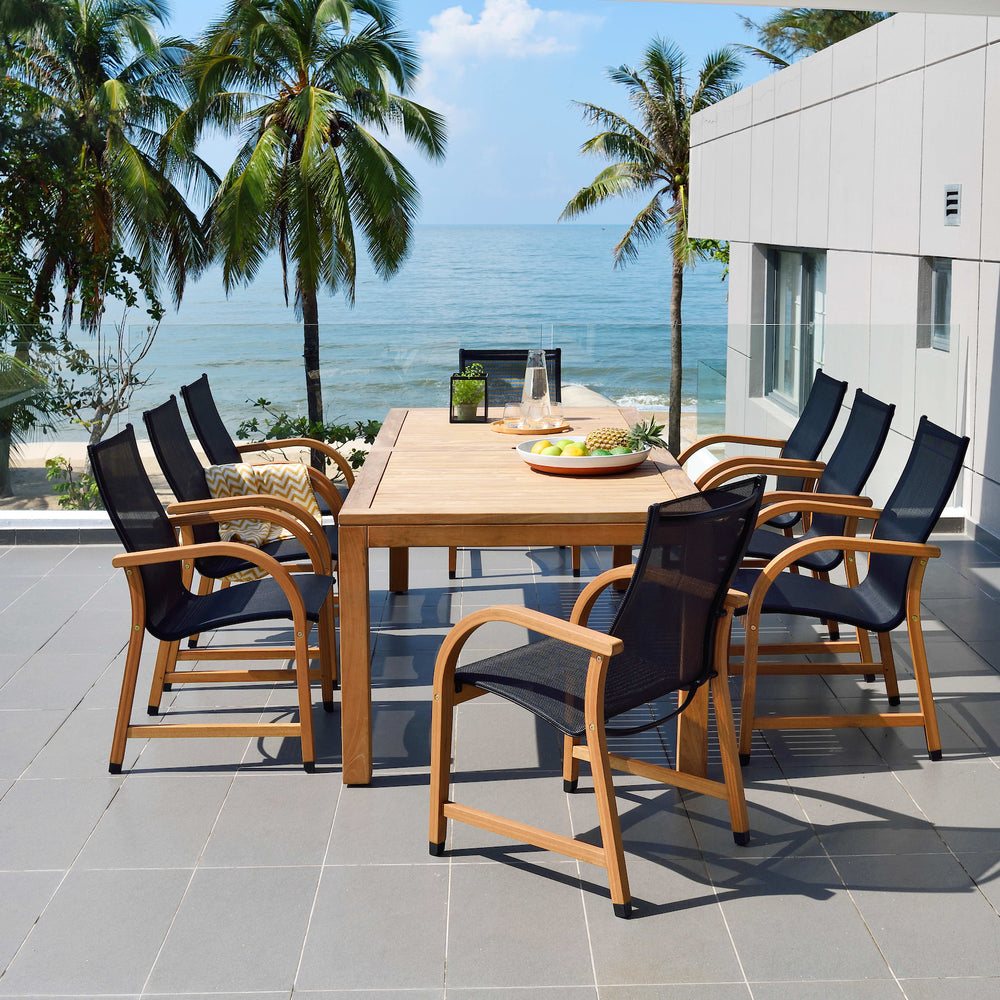 
                      
                        Rinjani Rectangular Big Table and 8 Manhattan Black Armchair
                      
                    