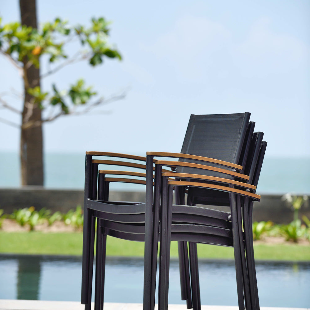 
                      
                        Rinjani Rectangular Table and 4 Vera Stacking Armchair Dining Set
                      
                    